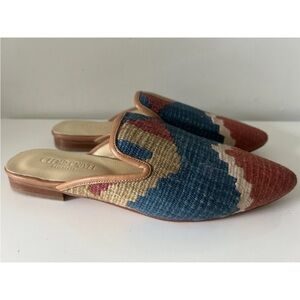 NWOB Cedar Olivet Orientals Handmade Woven Wool Carpet Mules Shoes, 39 | US  8